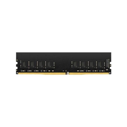 Un modulo RAM nero con pin dorati e otto chip di memoria visibili su uno sfondo bianco.
