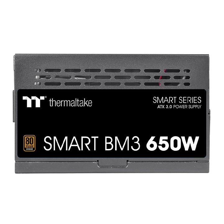 Thermaltake Smart BM3 650W ATX 3.0 power supply unit with 80 Plus Bronze certification.