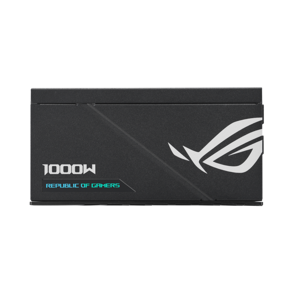 Black Republic of Gamers 1000W PC power supply with white ROG logo.