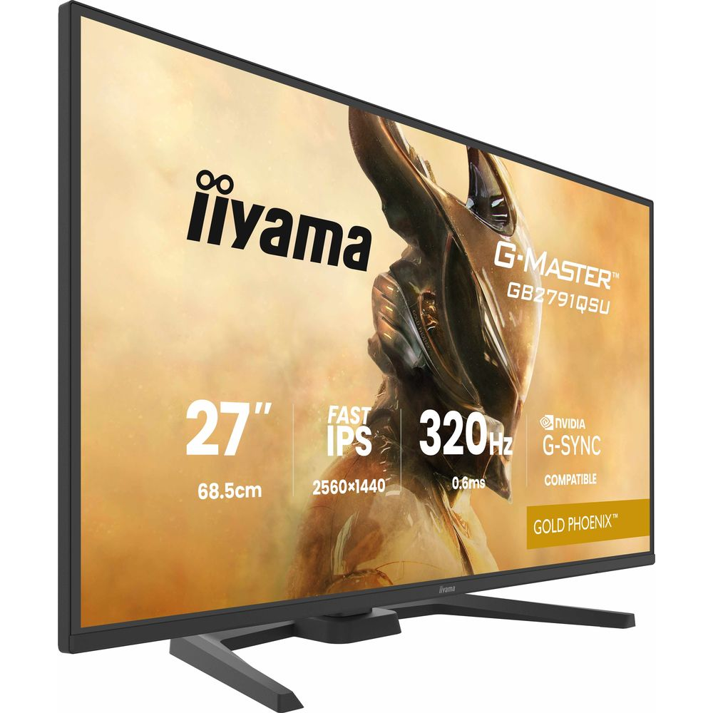 27-calowy monitor gamingowy liyama G-Master wyświetla specyfikacje takie jak 320Hz i 2560x1440.