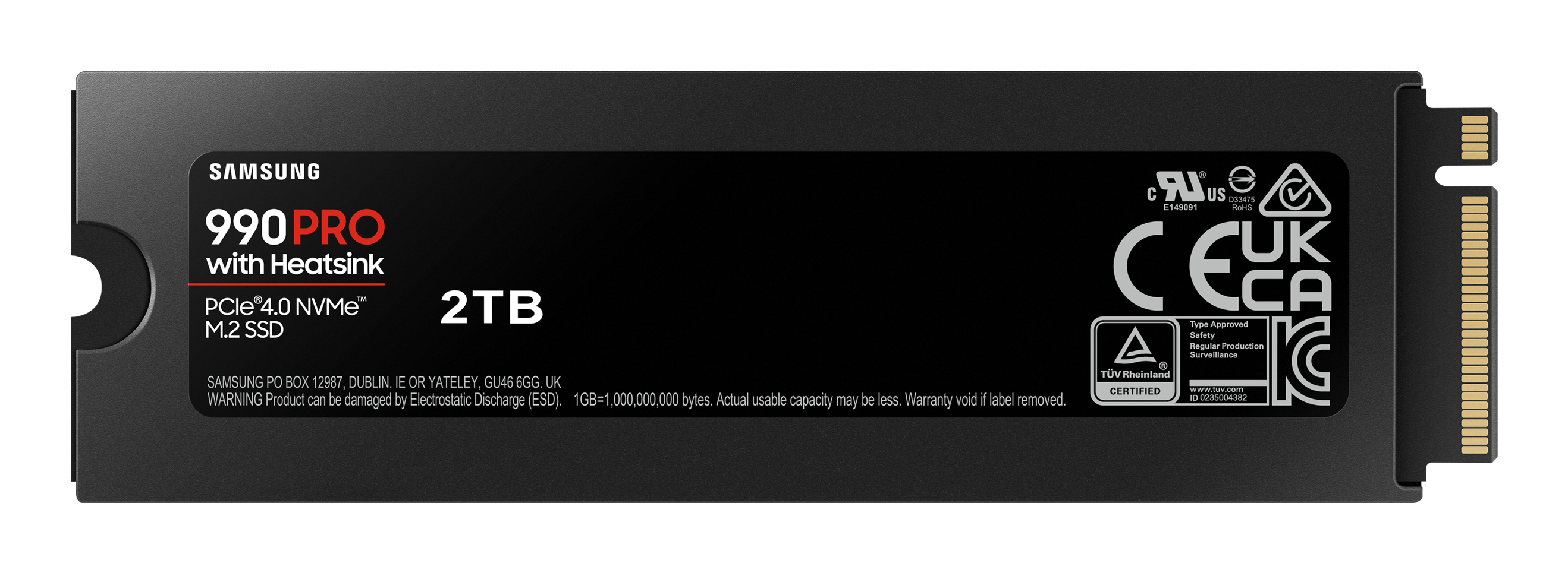 Czarny dysk SSD Samsung 990 PRO M.2 NVMe z radiatorem i 2 TB pamięci.