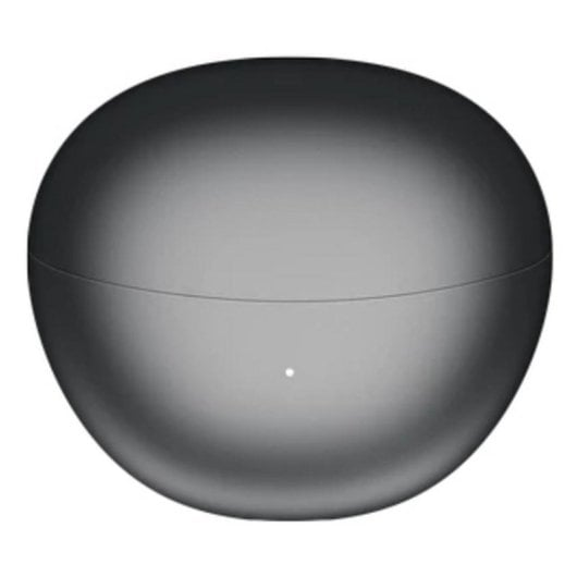Una custodia nera lucida e rotonda con una luce LED sulla parte anteriore.