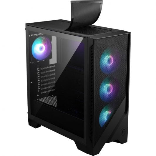Cam yan panelli ve renkli RGB fanlı siyah bilgisayar kasası.
