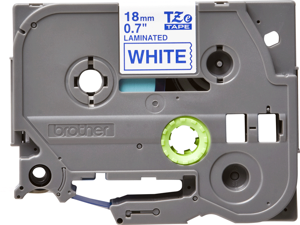 Casete de cinta para etiquetas Brother TZe gris, 18 mm, con etiqueta blanca.