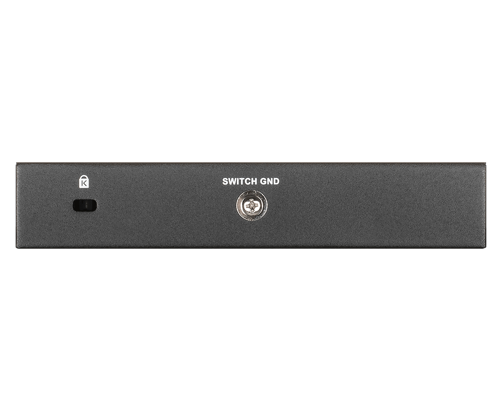 Pannello laterale di un dispositivo elettronico scuro con slot di sicurezza Kensington e terminale Switch GND.