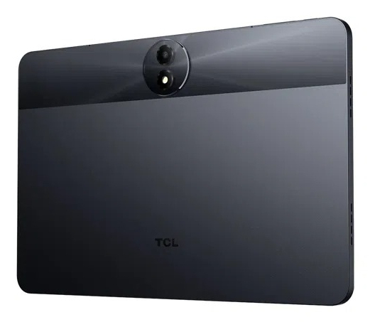 Back of a dark TCL tablet featuring a central dual-camera module.