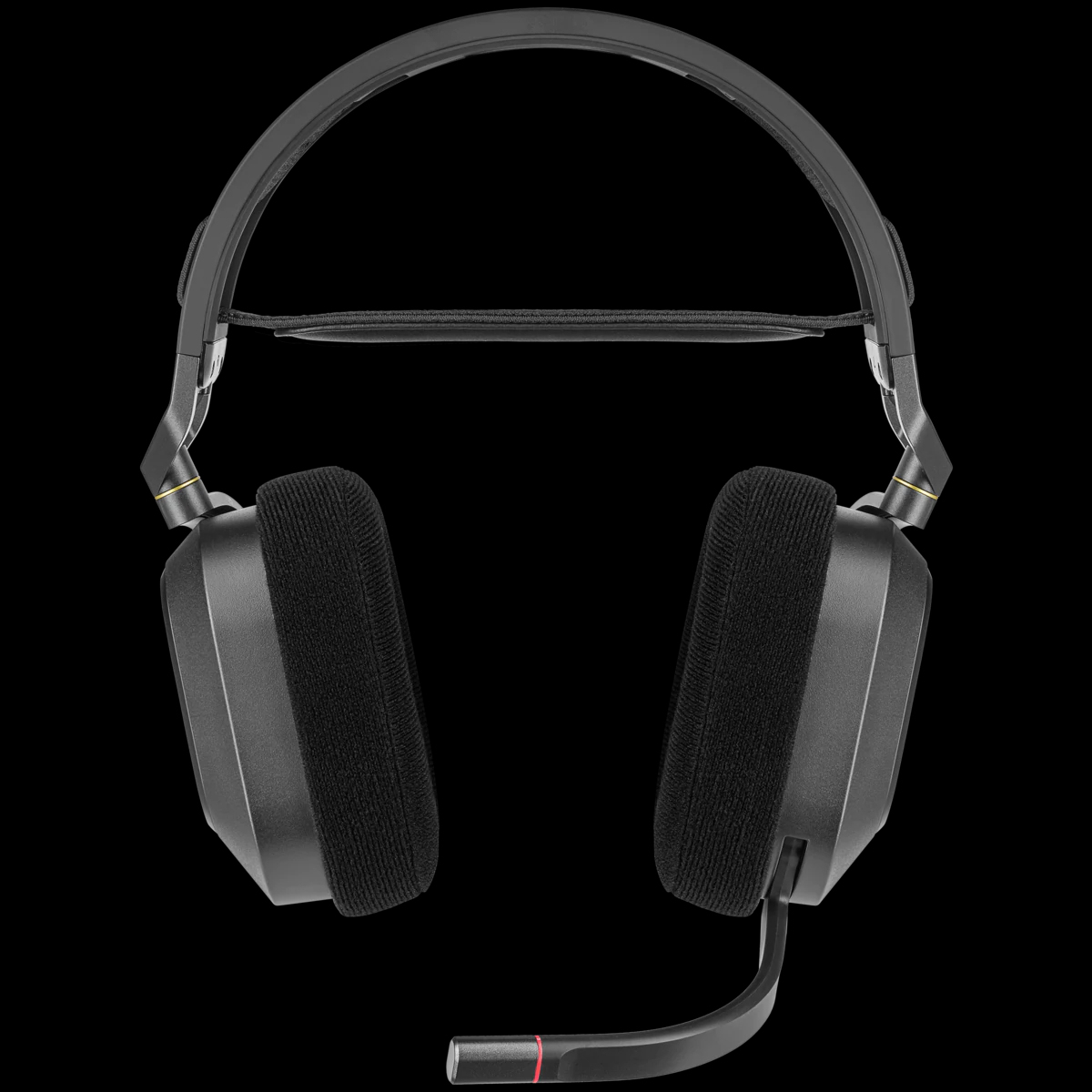 Schwarze Over-Ear-Gaming-Headset mit Kopfbügel und Mikrofon.