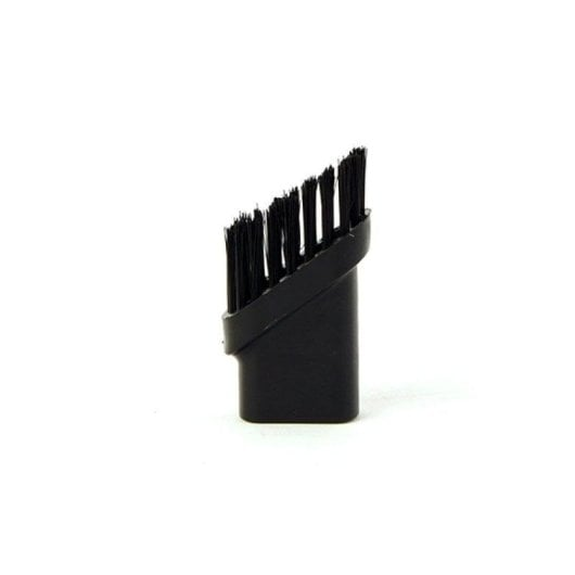 A small black vacuum cleaner brush attachment with angled bristles on a white background.