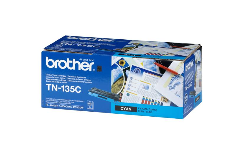 Blue Brother TN-135C cyan toner box packaging on white background.