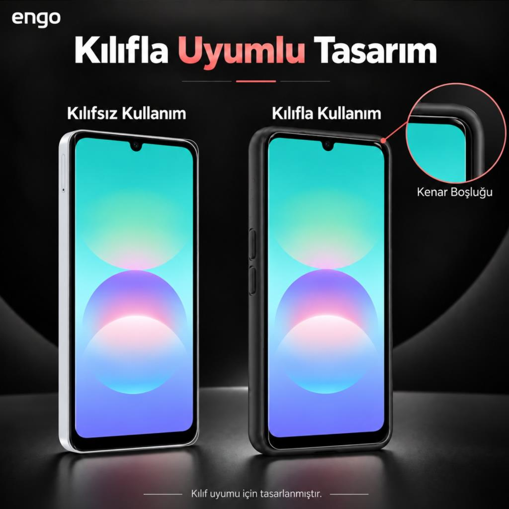ENGO Samsung Galaxy A08 Uyumlu Mat Parmak İzi Bırakmayan 9H Kırılmaz Nano Cam SM-A085F Ekran Koruyucu