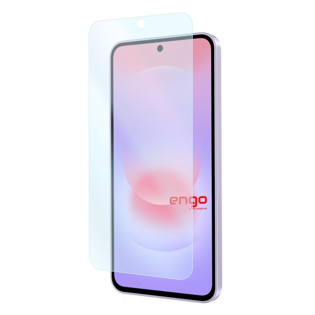 Üzerinde hafifçe süzülen şeffaf ekran koruyuculu bir akıllı telefon.
