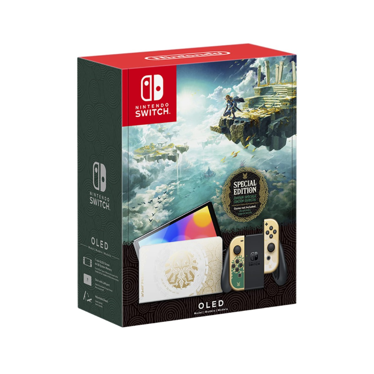Nintendo Switch OLED Sonderausstattung Box mit Zelda-Thema.