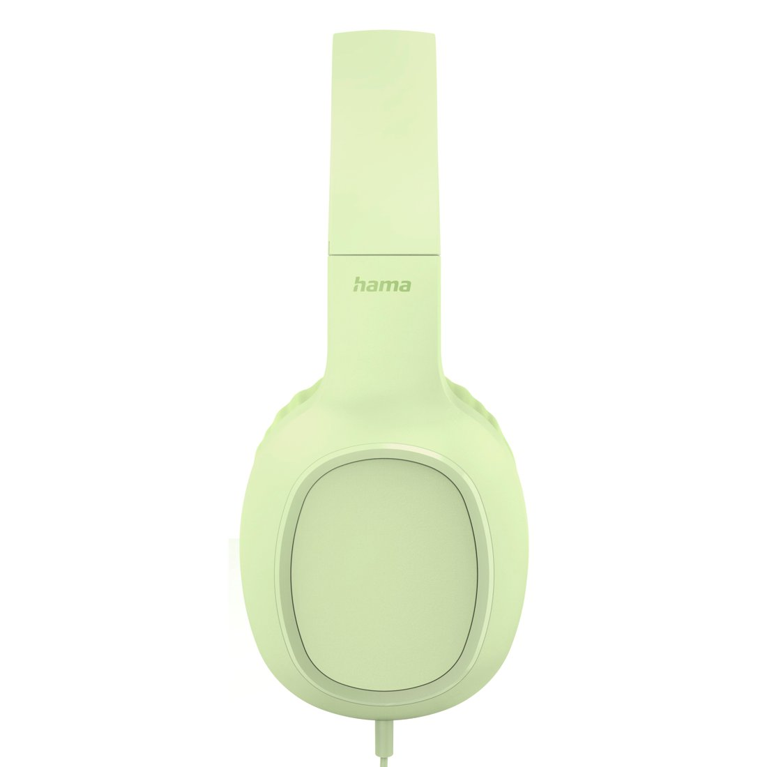 Auriculares Hama verde claro con copas ovaladas sobre fondo blanco.