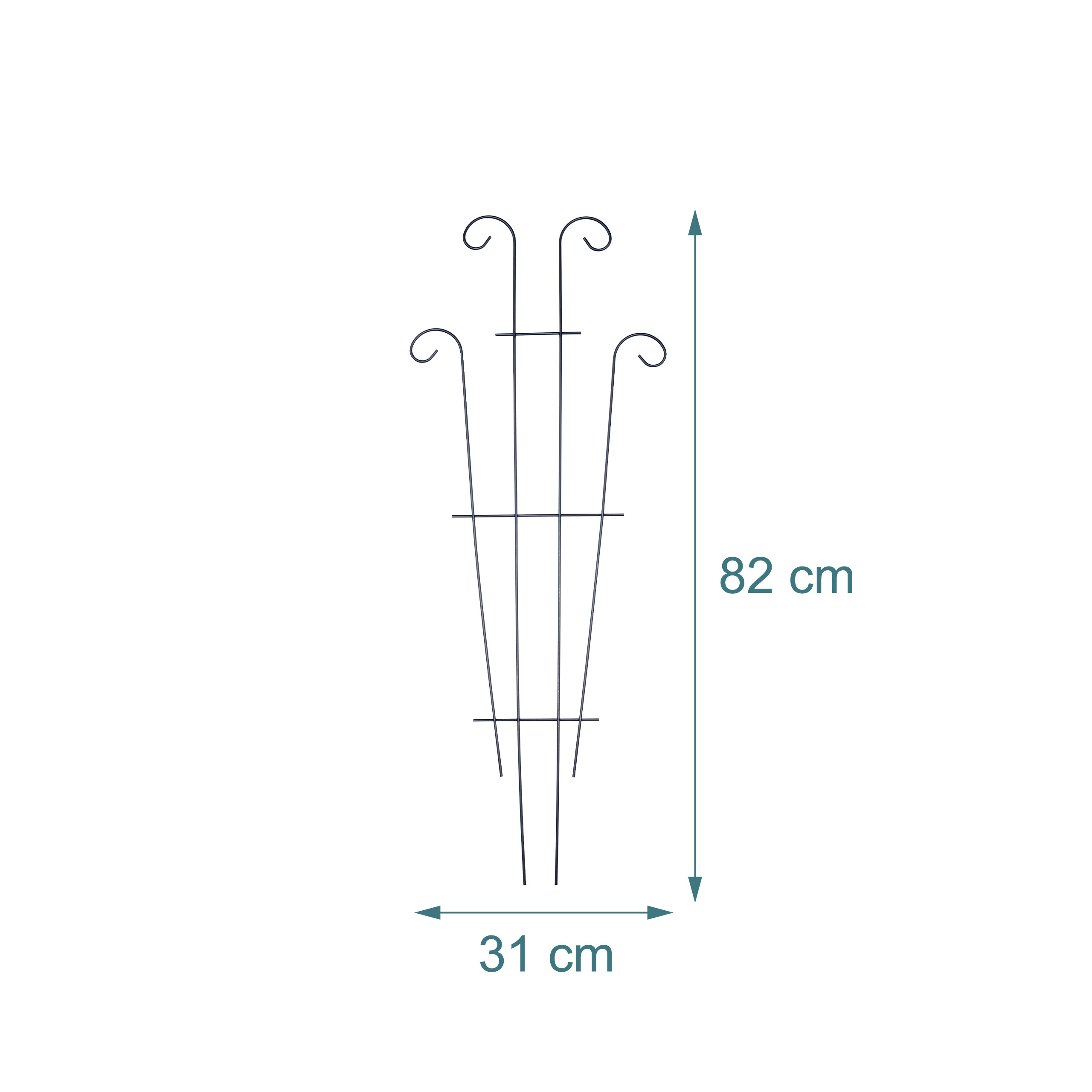 Diagramm eines Rankgitters mit Maßen von 82 cm Höhe und 31 cm Breite.