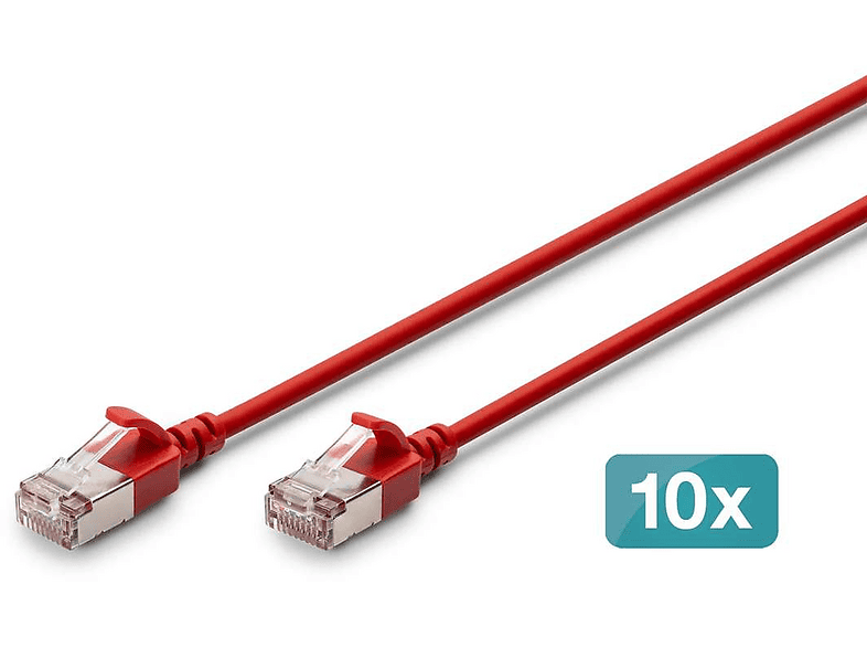DIGITUS CAT 6A F-FTP Slim, 1 m, 10 Stück, Netzwerkkabel, 1 Meter ...