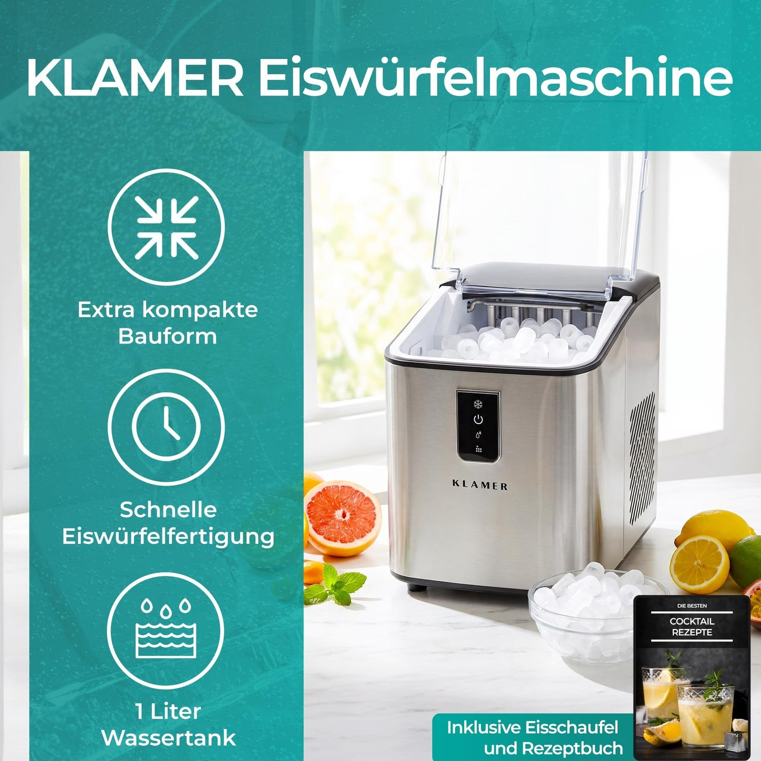 KLAMER Ice Maker 12kg / 24h Eiswürfelmaschine
