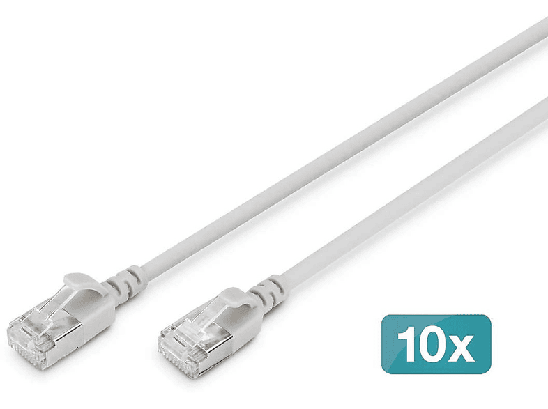 DIGITUS CAT 6A F-FTP Slim, 2 m, 10 Stück, Netzwerkkabel, 2 Meter ...