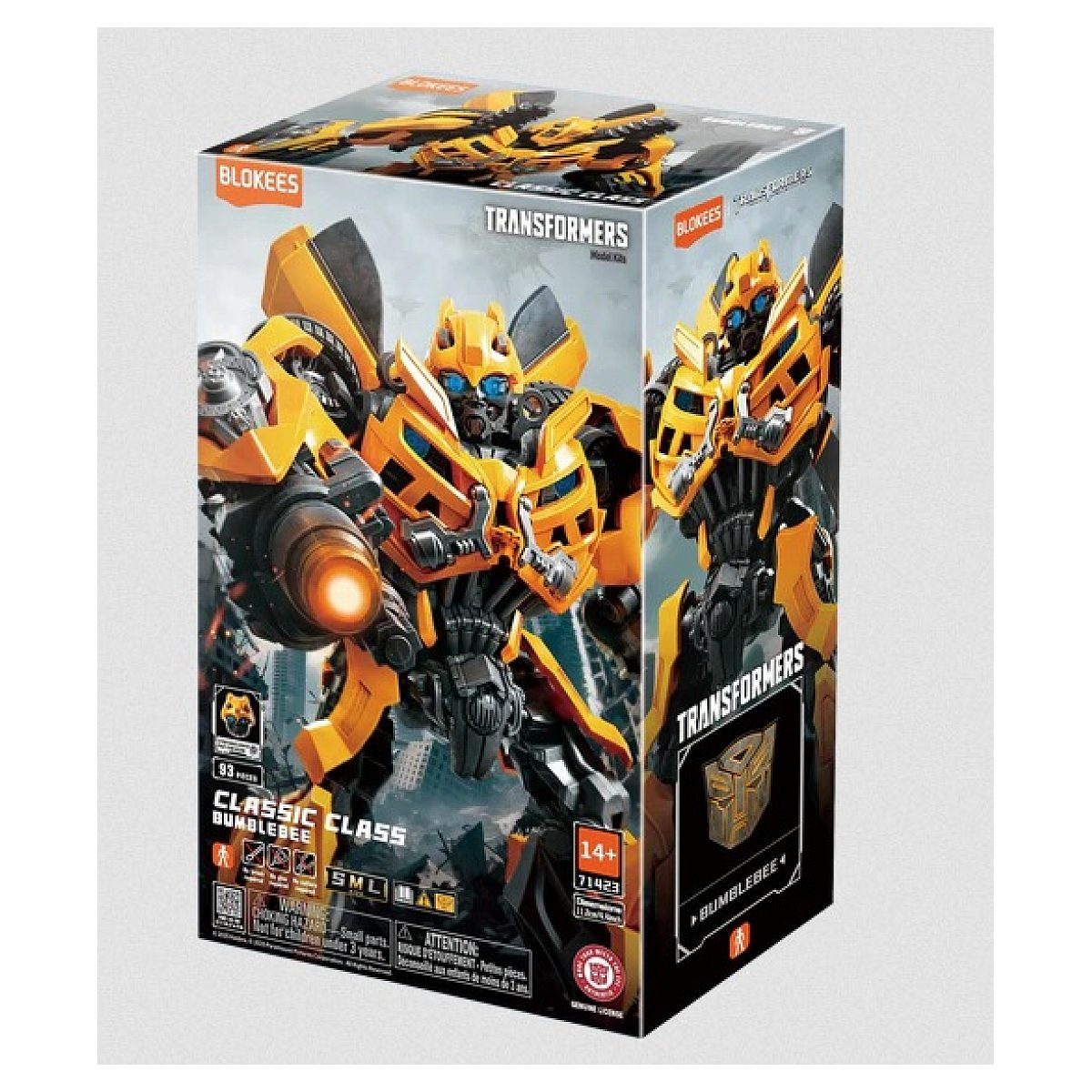 Verpackung der Transformers Classic Class Bumblebee Modellbausatzfigur auf hellem Hintergrund.