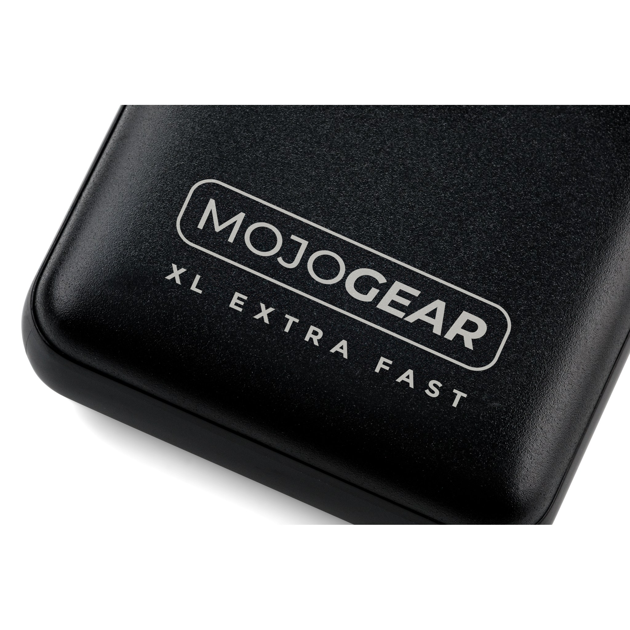 Batterie externe noire avec le logo Mojogear et le texte XL Extra Fast.
