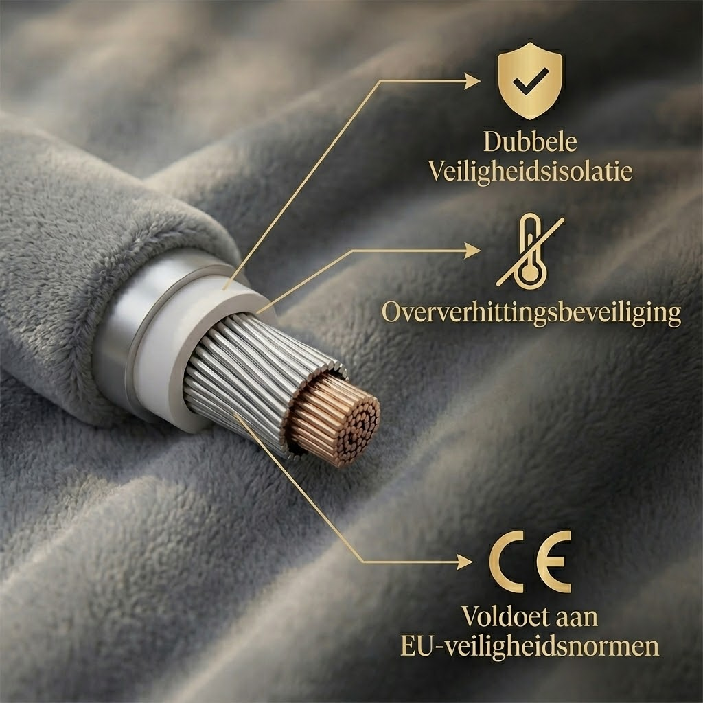 Cross section of a heating cable showing insulation layers and safety features.