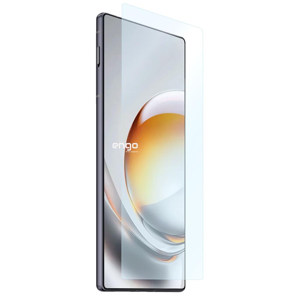 Ekranın üzerinde süzülen cam ekran koruyuculu bir akıllı telefon.