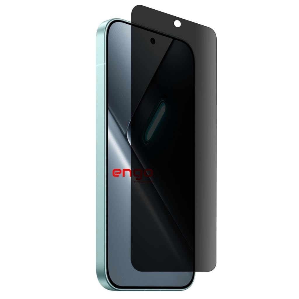 Ekranından kısmen soyulan bir gizlilik ekran koruyucusuna sahip açık mavi akıllı telefon.