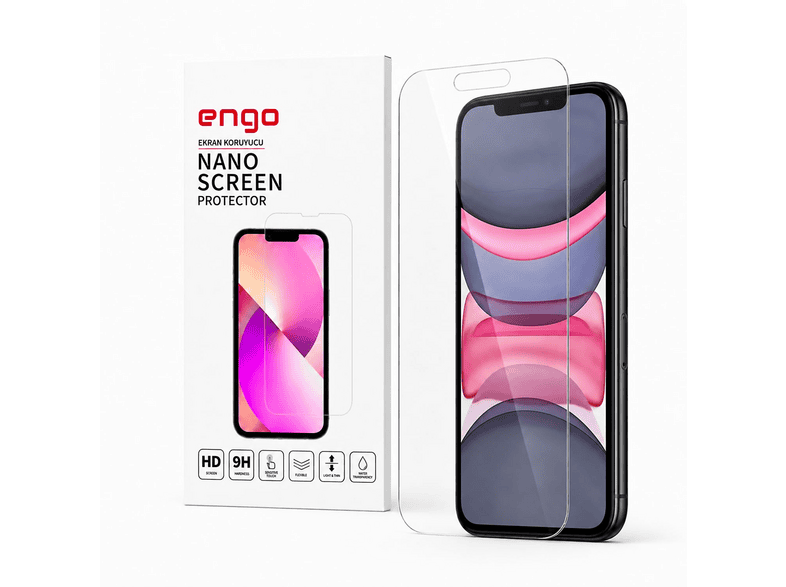 ENGO iPhone 11 İle Uyumlu 9h Kırılmaz Nano Cam Çizilmeye Dayanıklı HD Ekran Koruyucu