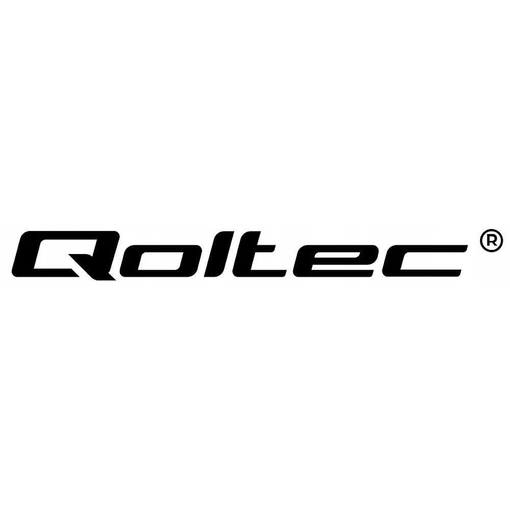 The black Qoltec logo featuring a registered trademark symbol on a white background.