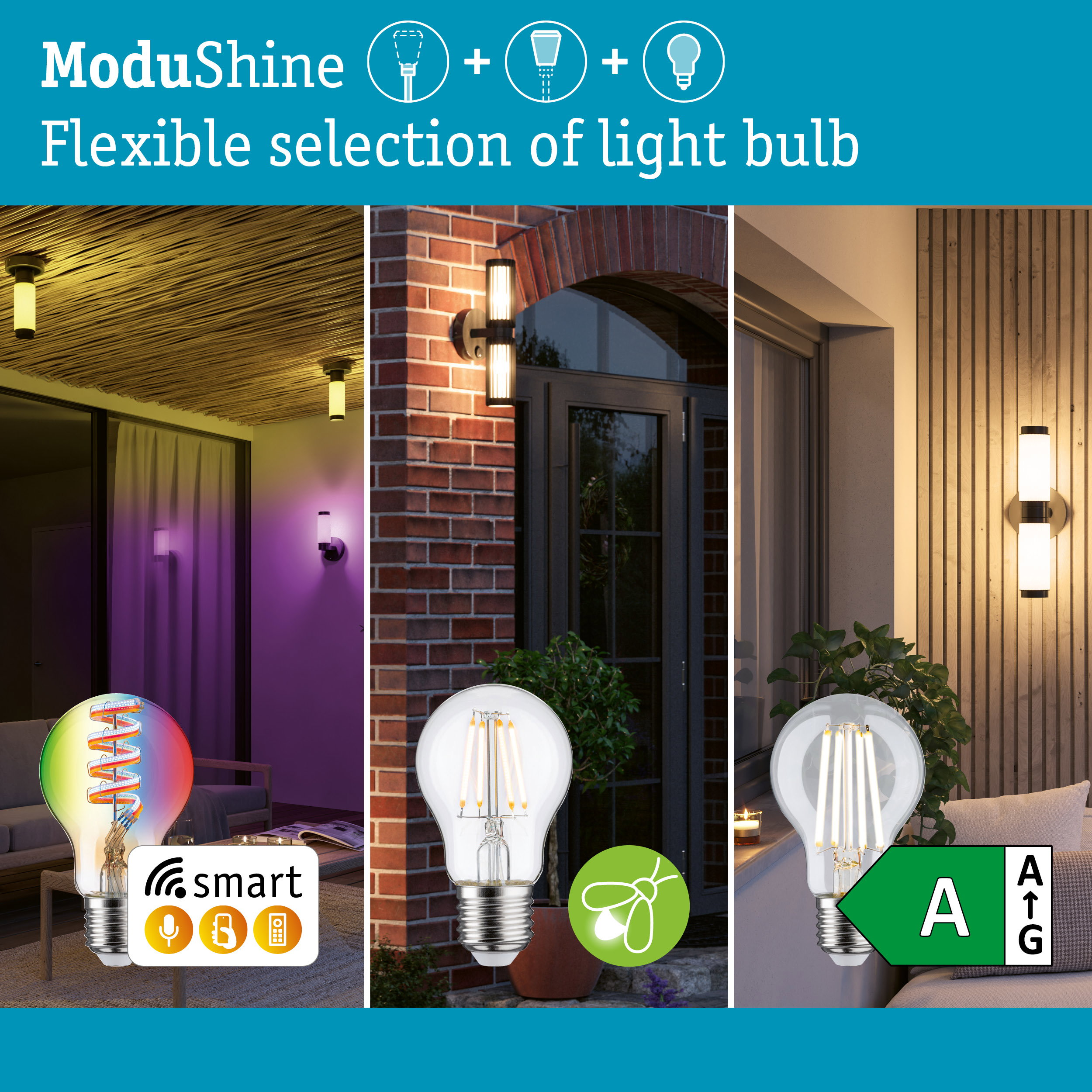 ModuShine Beleuchtung mit flexibler Leuchtmittelauswahl, Smart-Funktionen und Energieeffizienz.