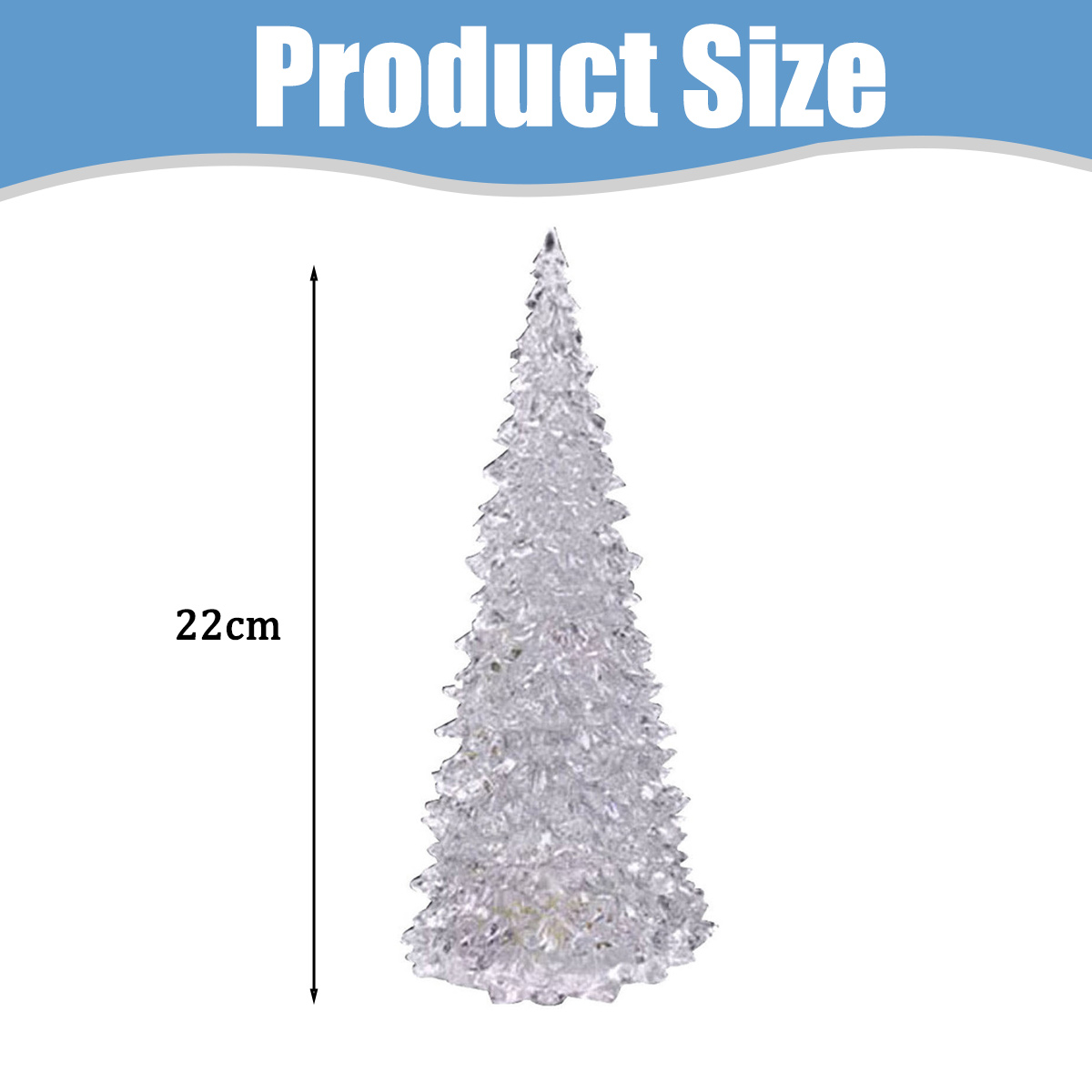 Transparenter Acryl-Weihnachtsbaum mit 22 cm Höhe.