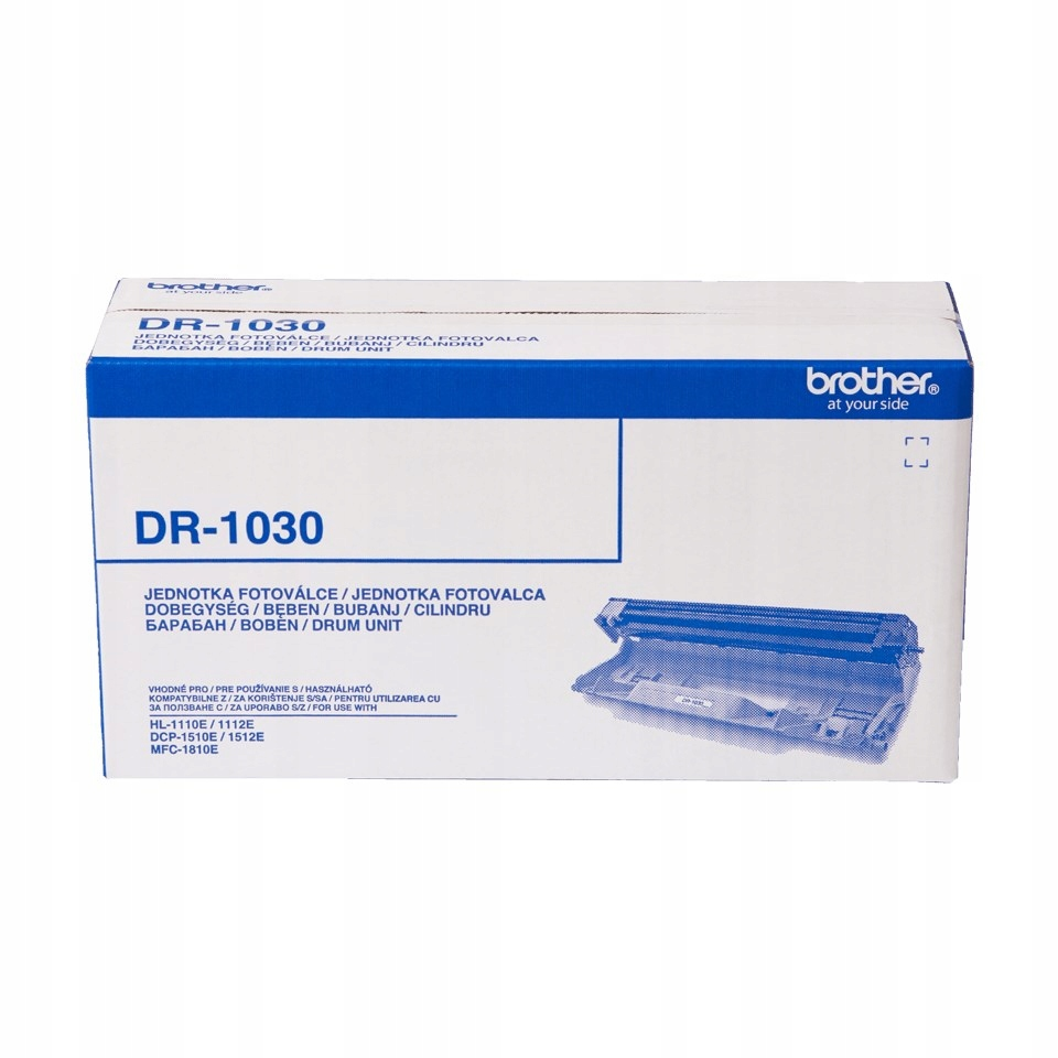Niebiesko-białe pudełko zespołu bębna Brother DR-1030.