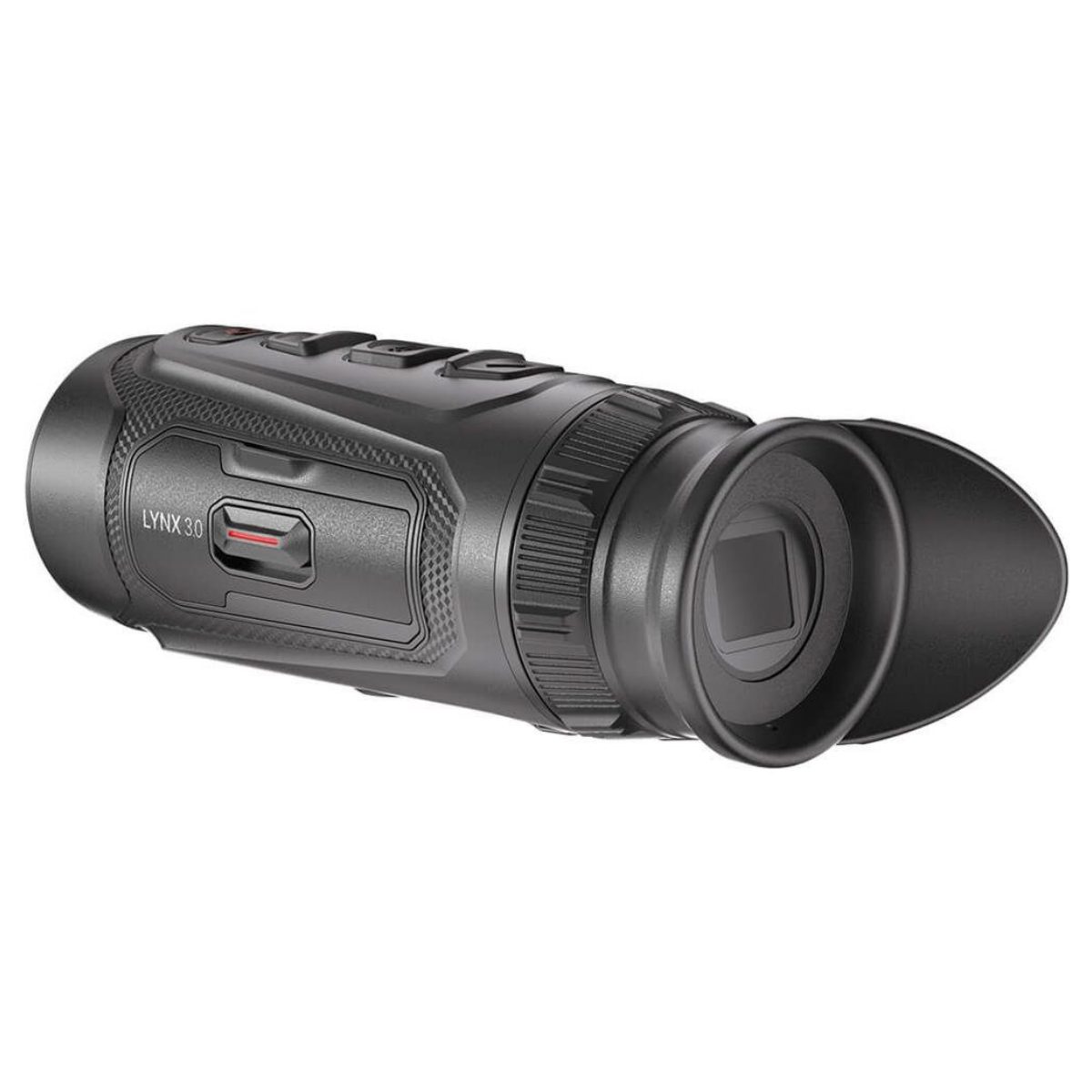 Monocular térmico negro LYNX 3.0 con botones de control y ocular sobre fondo blanco.