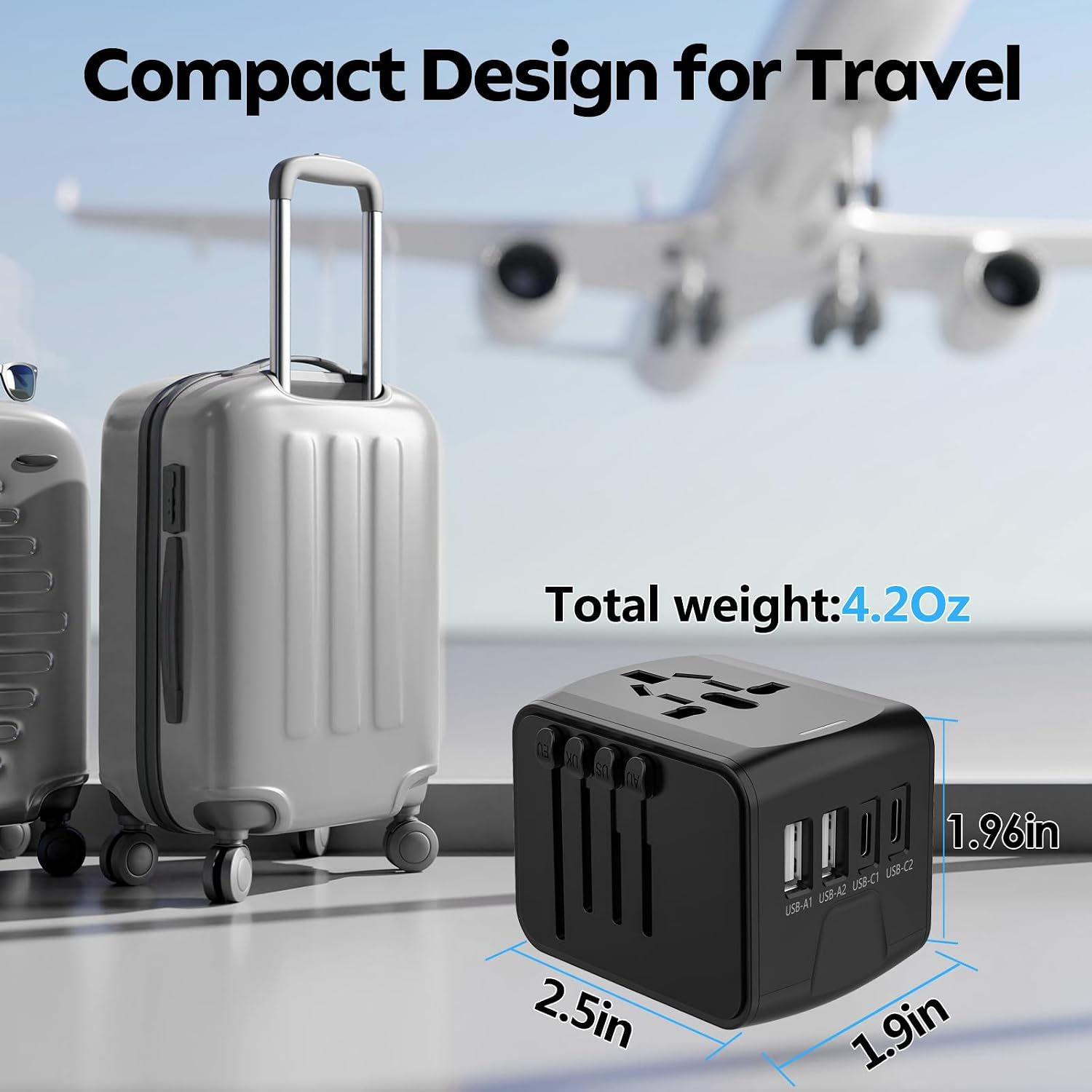 YIQIFA Universeller 5 in 1 Weltreiseadapter, Ladegerät, Reisestecker ...