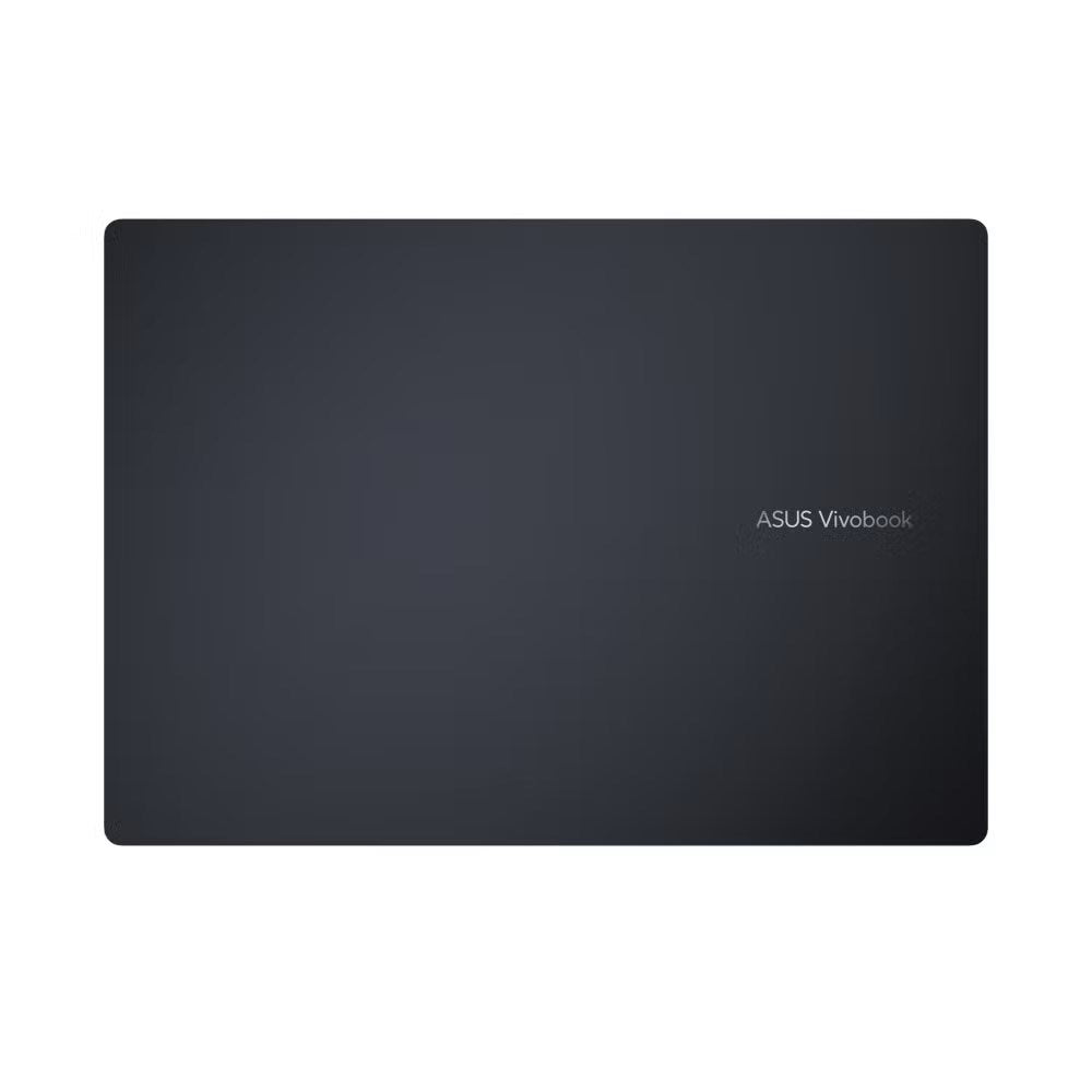 Zamknięty ciemnoszary laptop z logo ASUS Vivobook po prawej stronie.