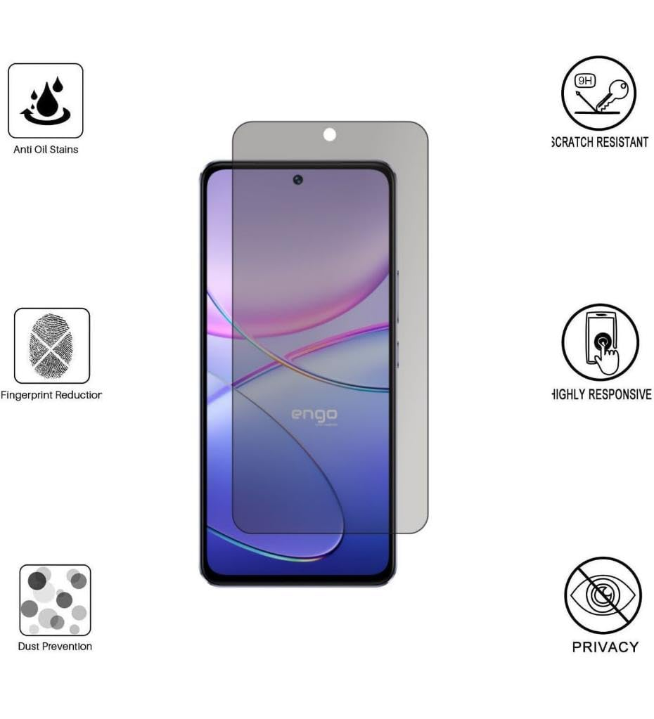 ENGO Realme 12+ İle Uyumlu Hayalet Yandan Görünmeyen 9H Kırılmaz Nano Cam Ekran Koruyucu