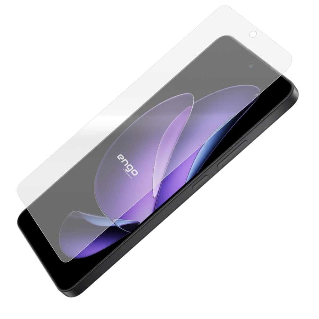  Üzerinde hafifçe süzülen şeffaf cam ekran koruyuculu bir akıllı telefon.