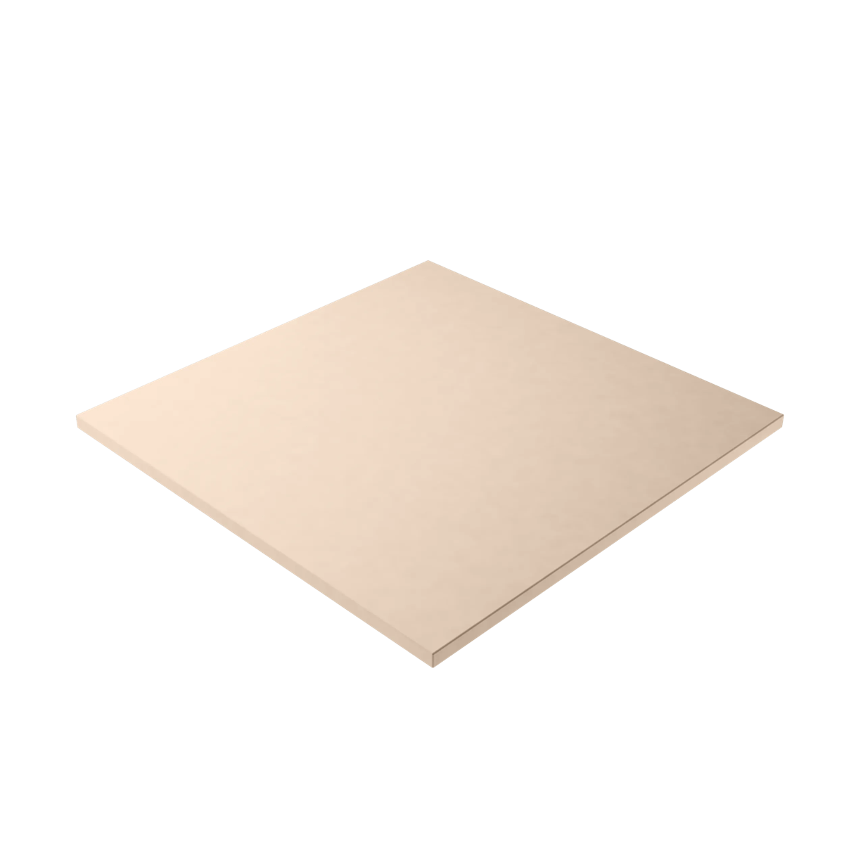 Un azulejo cuadrado de color beige sobre un fondo blanco.