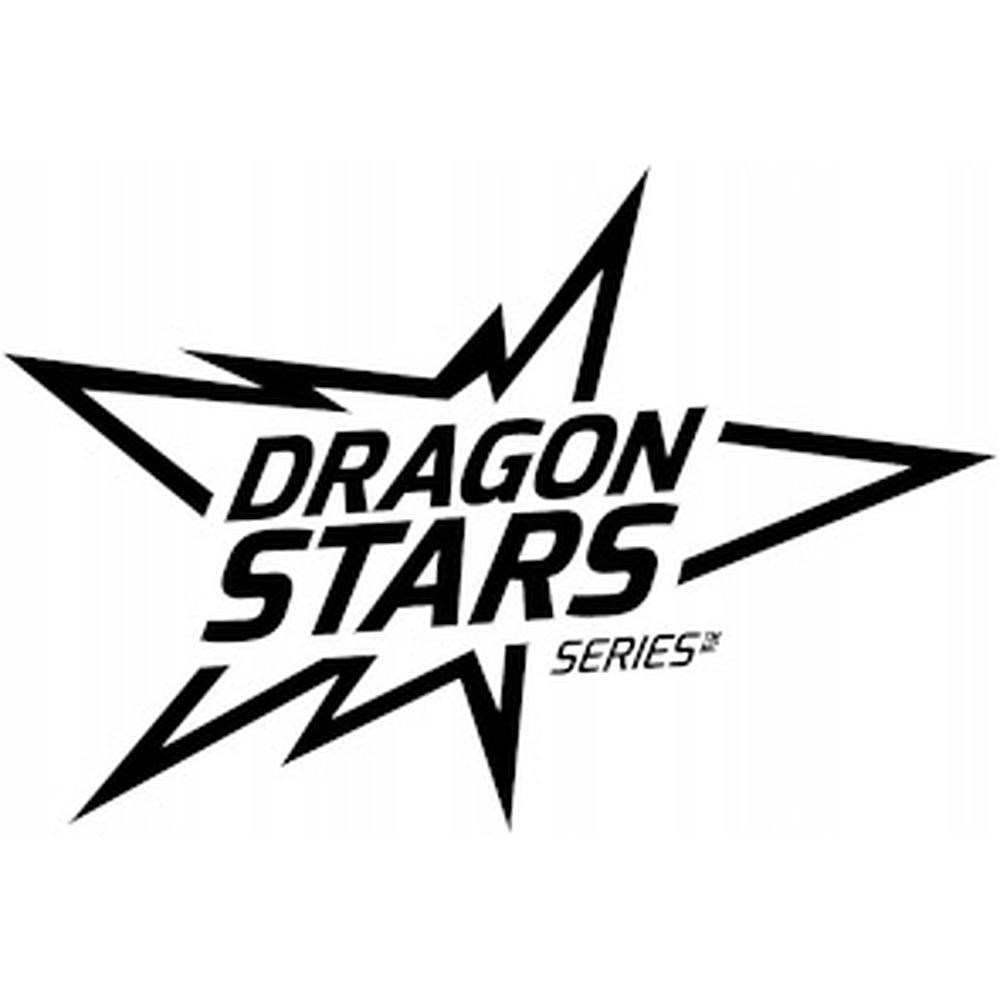 Czarne logo z tekstem DRAGON STARS SERIES w postrzępionej gwiazdzie.
