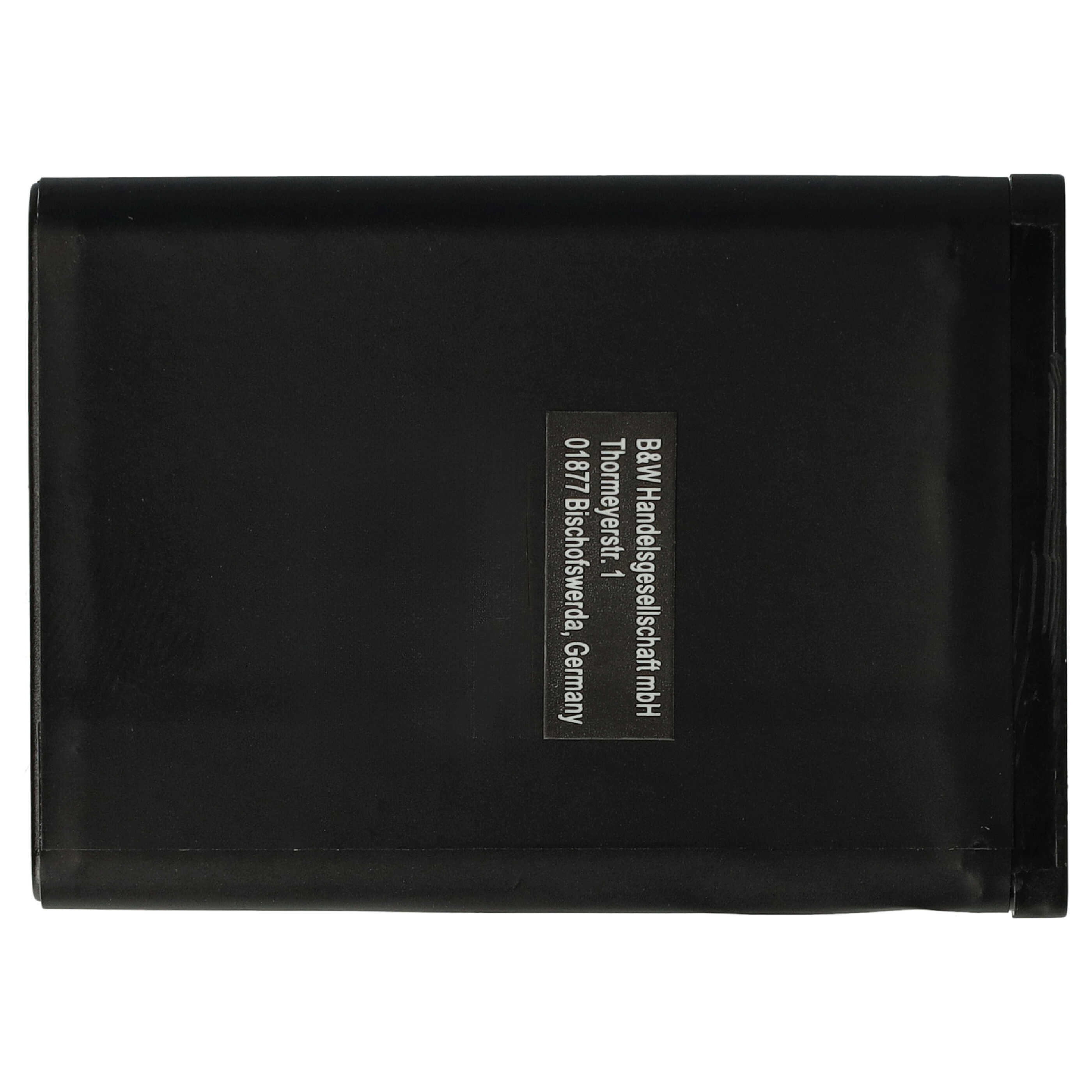 Schwarzes Etui mit weißer Firmenaufschrift auf einem Etikett.