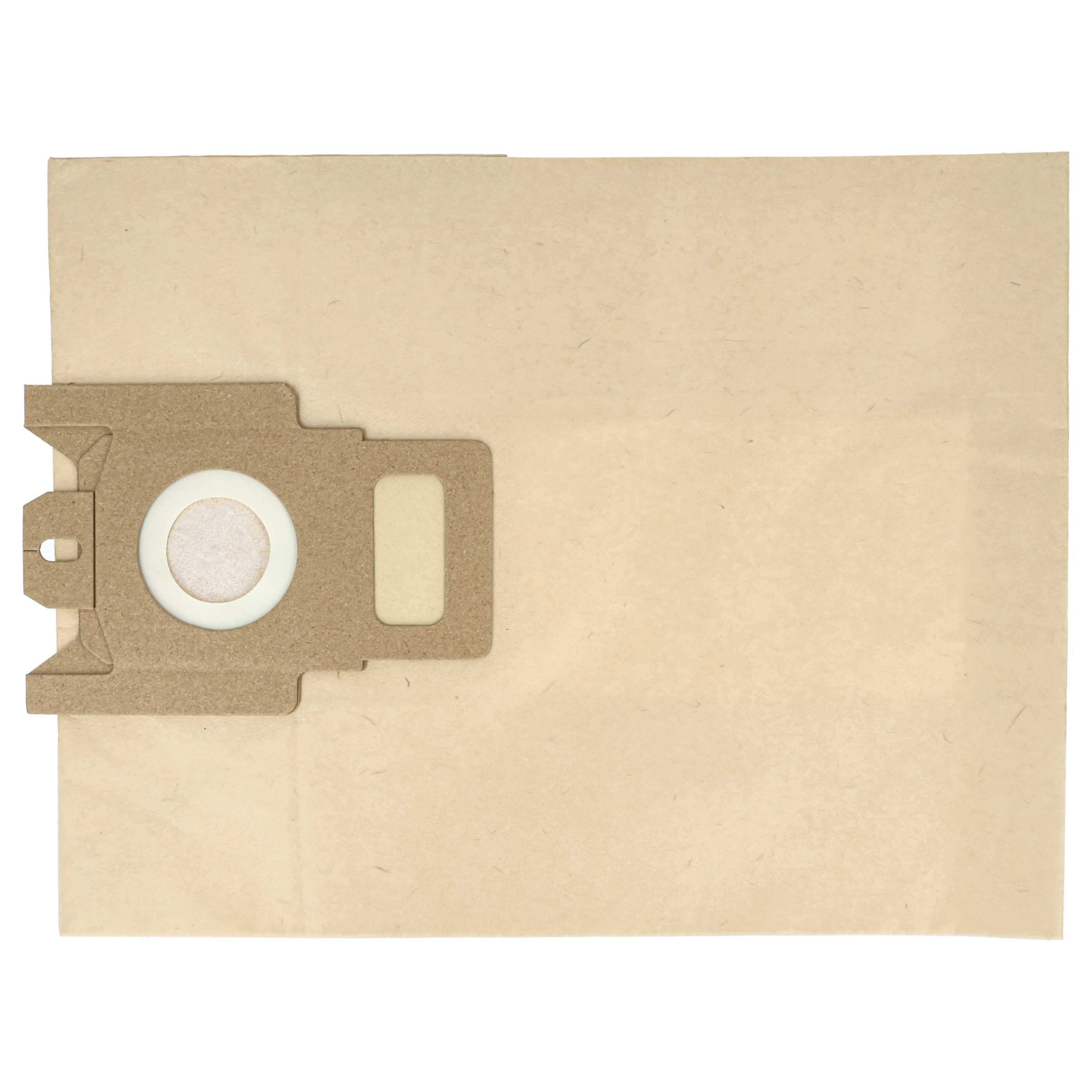Ein brauner Papiervakuumbeutel mit einem Kartonkragen und einer kreisförmigen Öffnung.