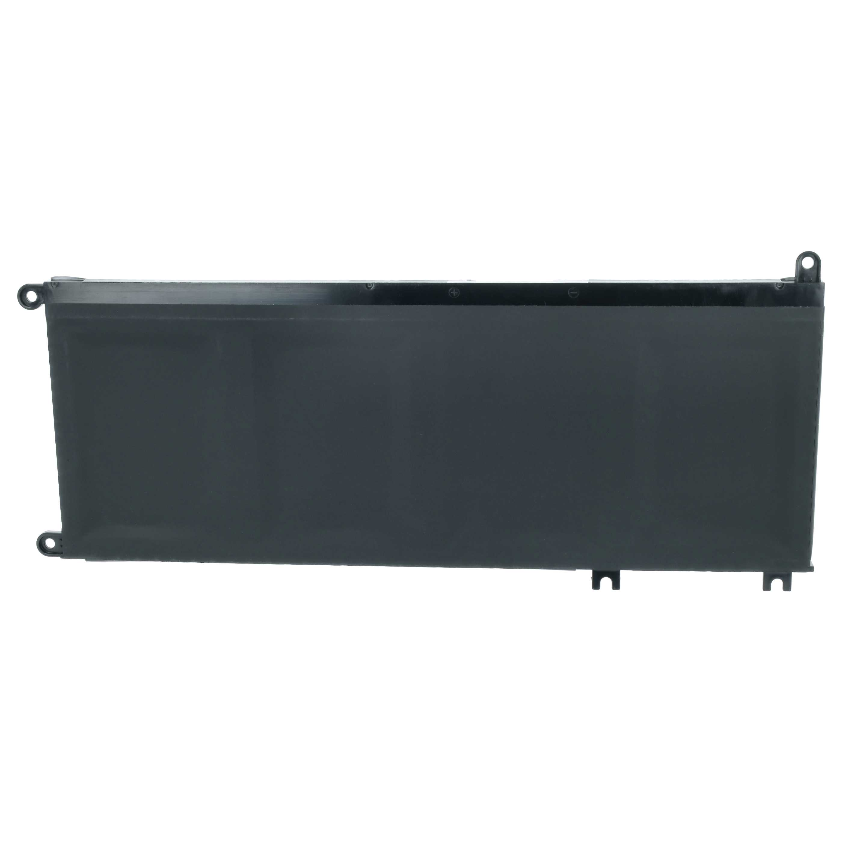 Eine rechteckige, flache schwarze Laptop-Batterie mit Befestigungslöchern.