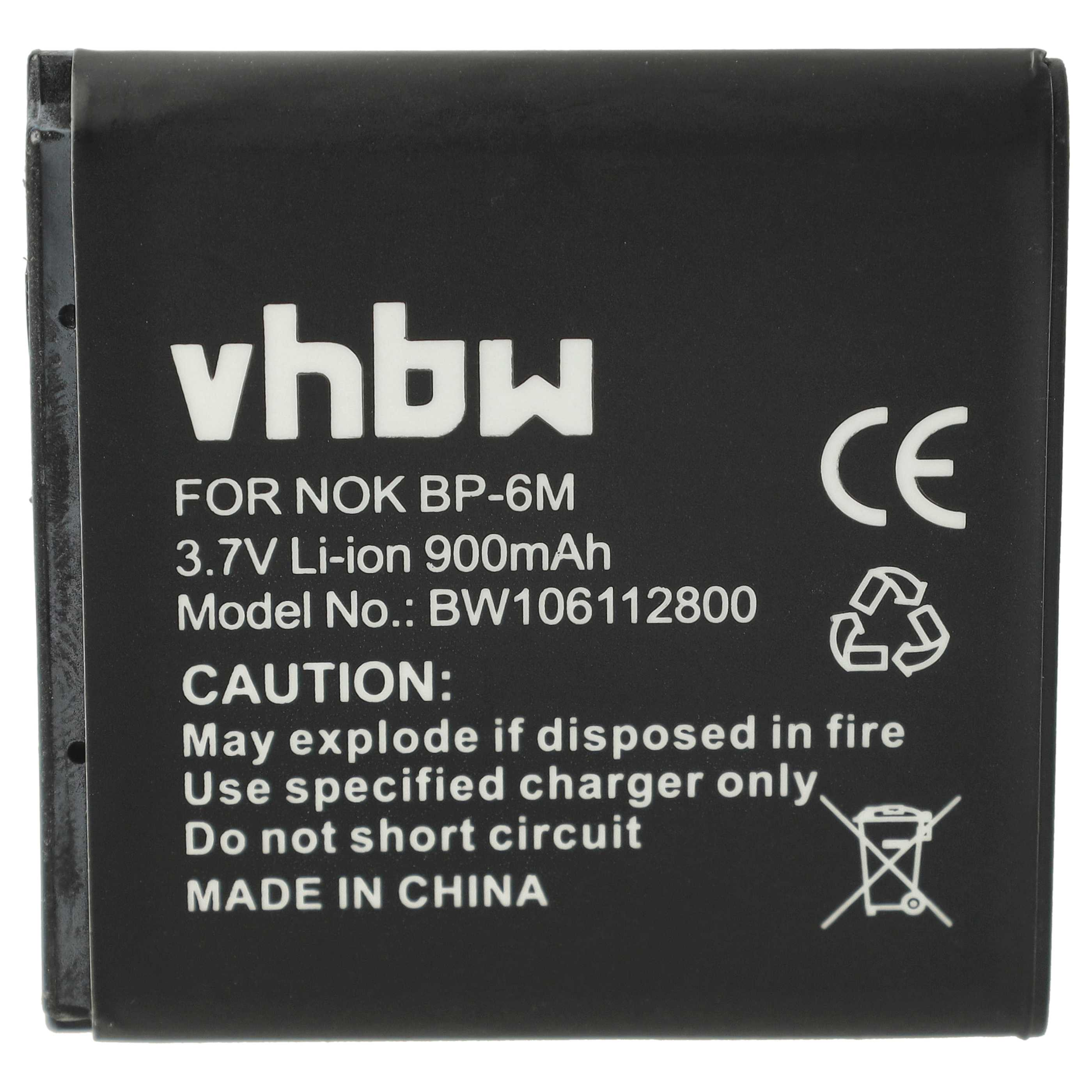 Ein schwarzer vhbw Lithium-Ionen-Akku mit weißem Text und Sicherheitshinweisen.