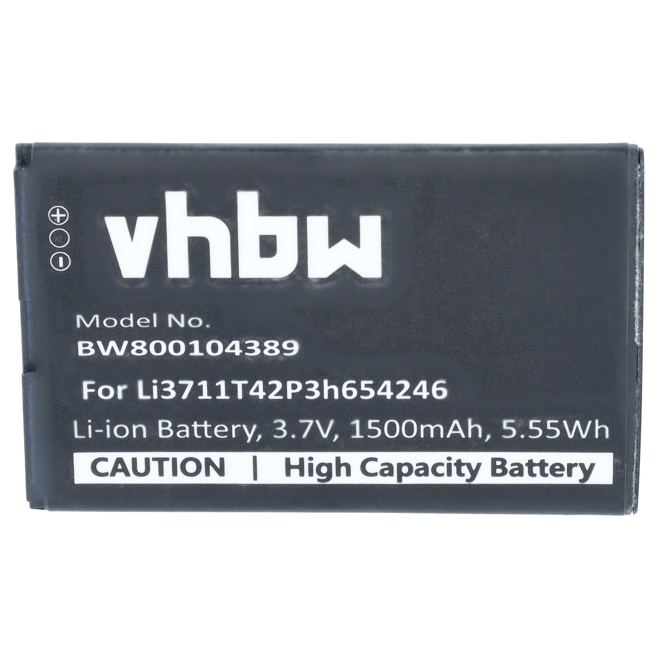 Schwarze vhbw Li-Ionen-Batterie mit Modellnummer und technischen Daten.