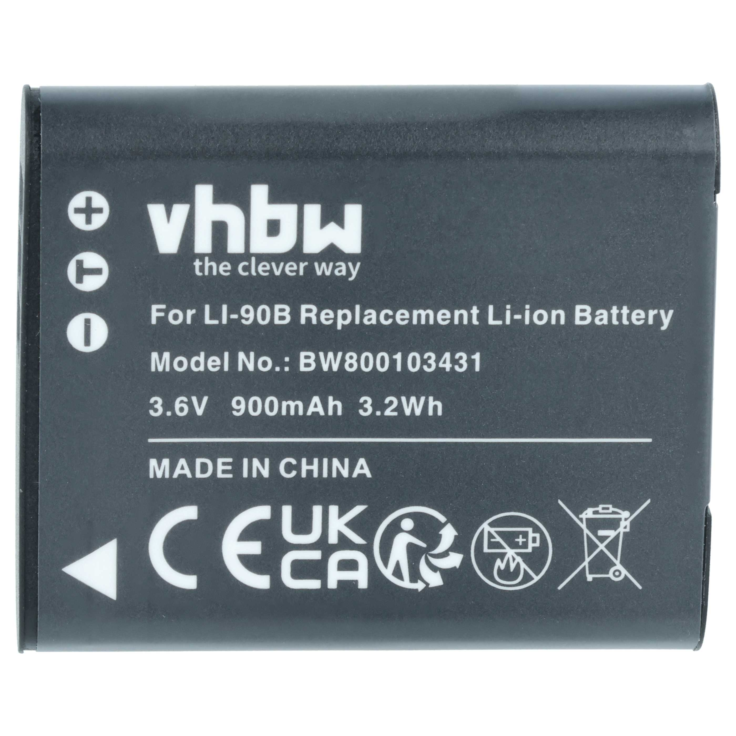 Ein schwarzer vhbw Ersatz-Li-Ionen-Akku mit technischen Daten und CE-Logo.