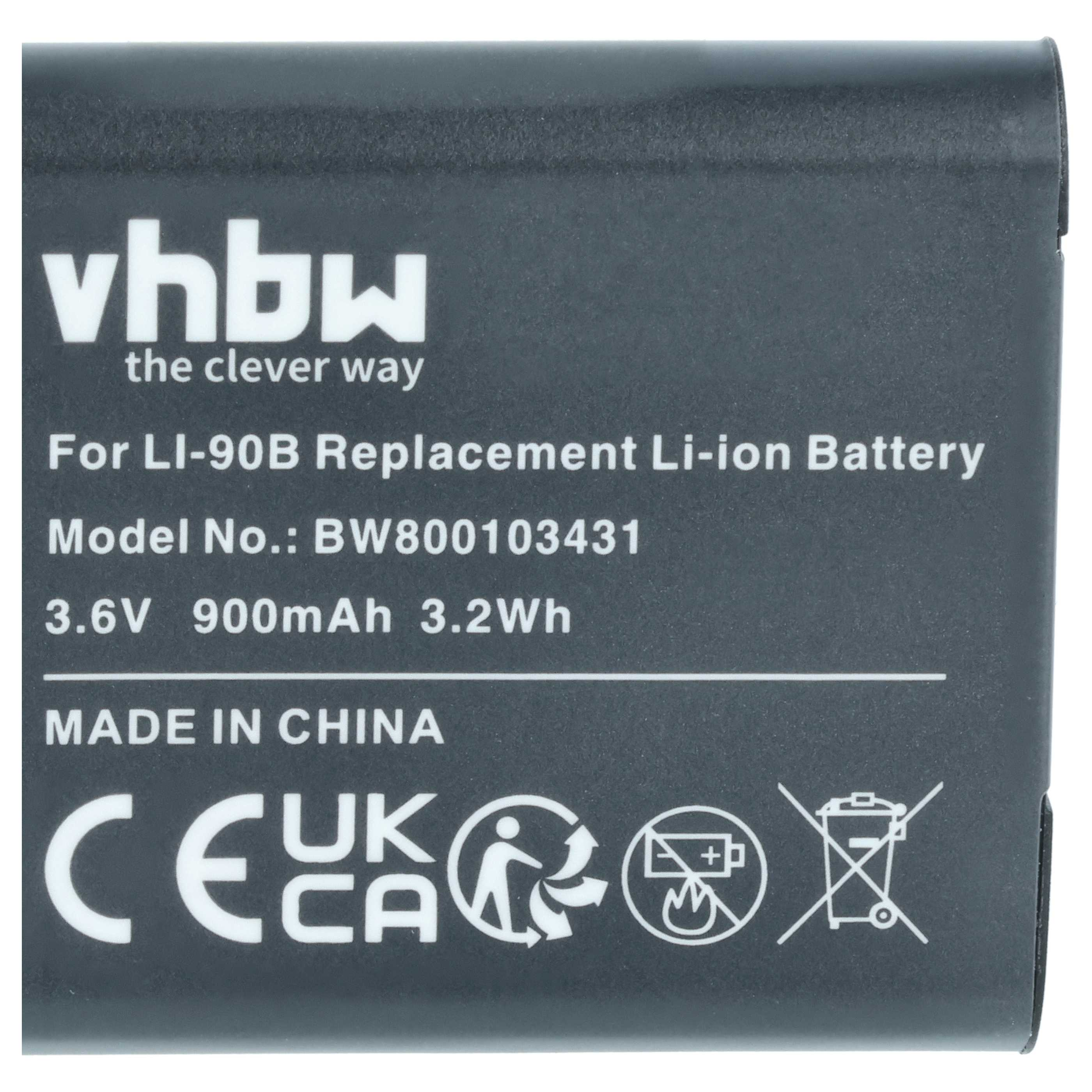 Aufkleber auf einem schwarzen Akku mit vhbw-Logo, Technischen Daten und CE-, UKCA- sowie Entsorgungssymbolen.