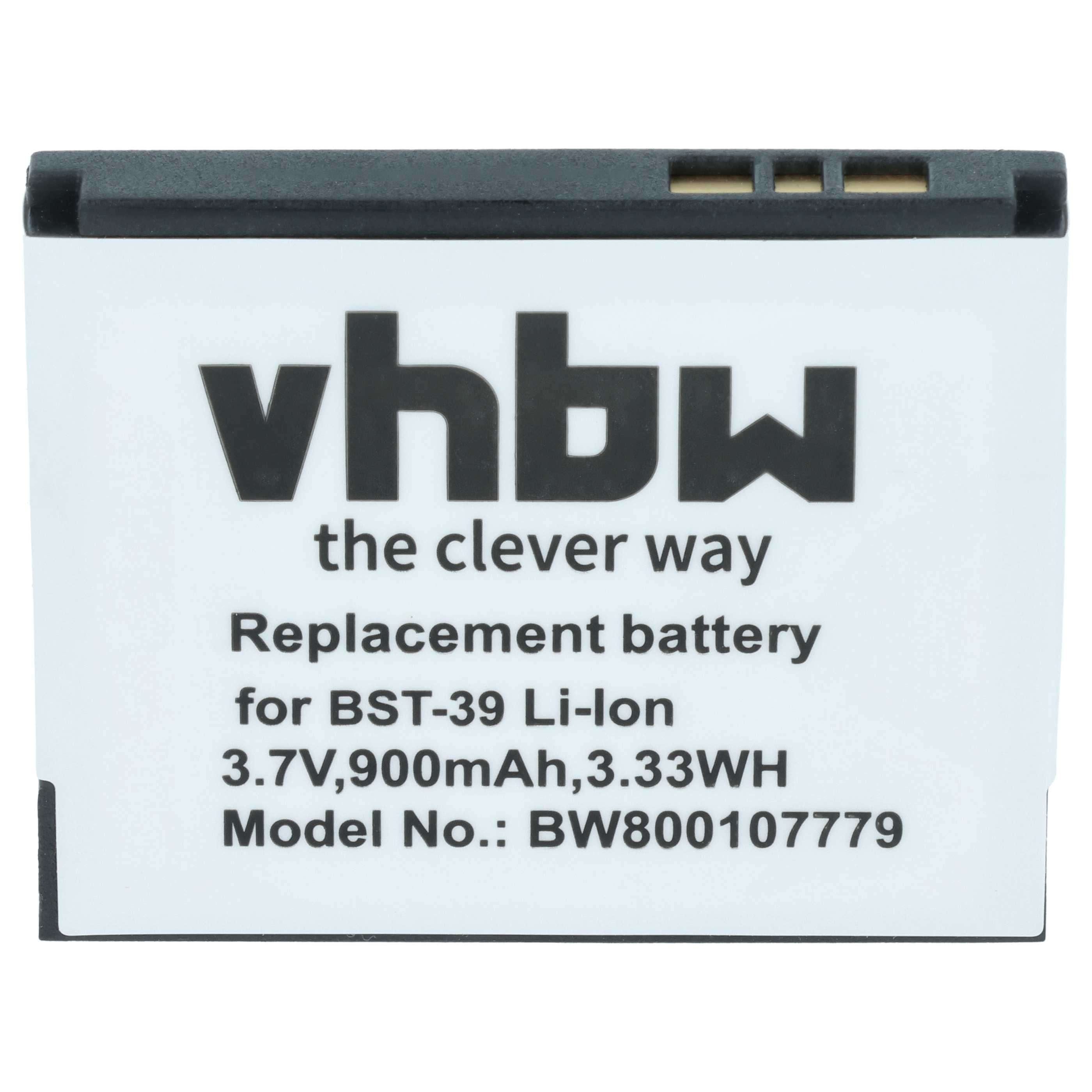 Ersatzbatterie von vhbw, Modell BW800107779, 3.7V, 900mAh, für BST-39 Li-Ion.