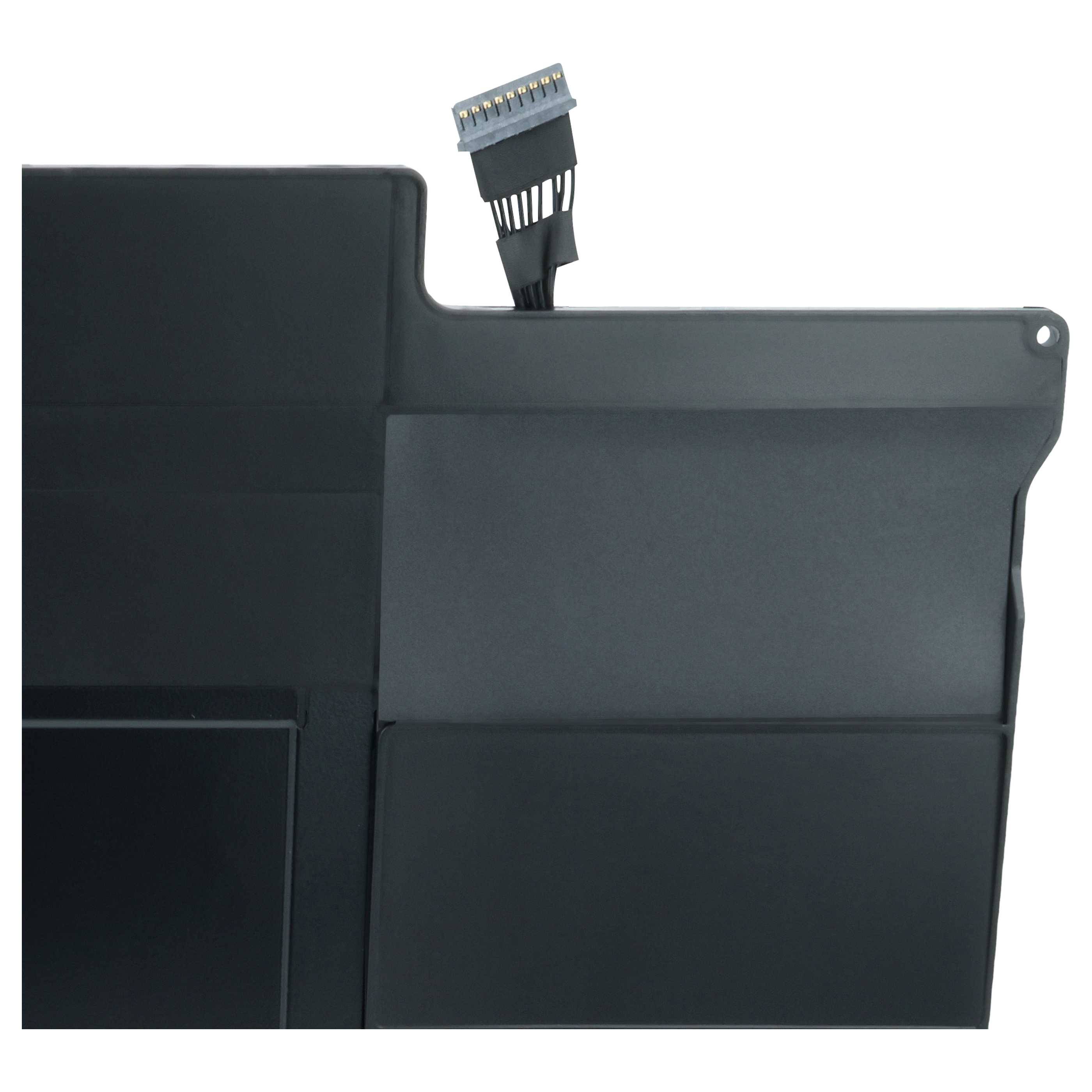 Ein schwarzer Laptop-Akku mit einem angeschlossenen flexiblen Flachbandkabel auf weißem Hintergrund.