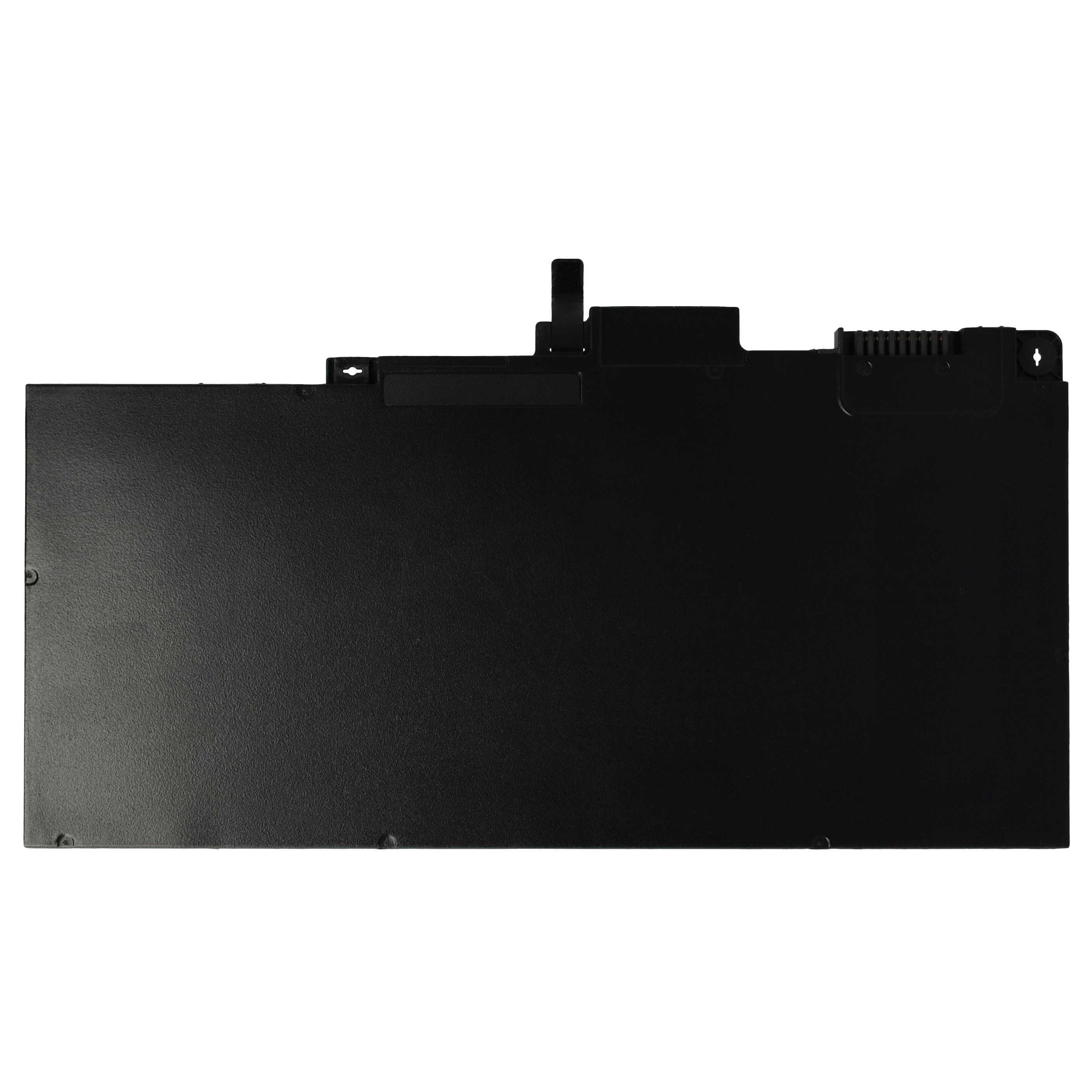 Eine flache, schwarze Laptop-Ersatzbatterie vor weißem Hintergrund.