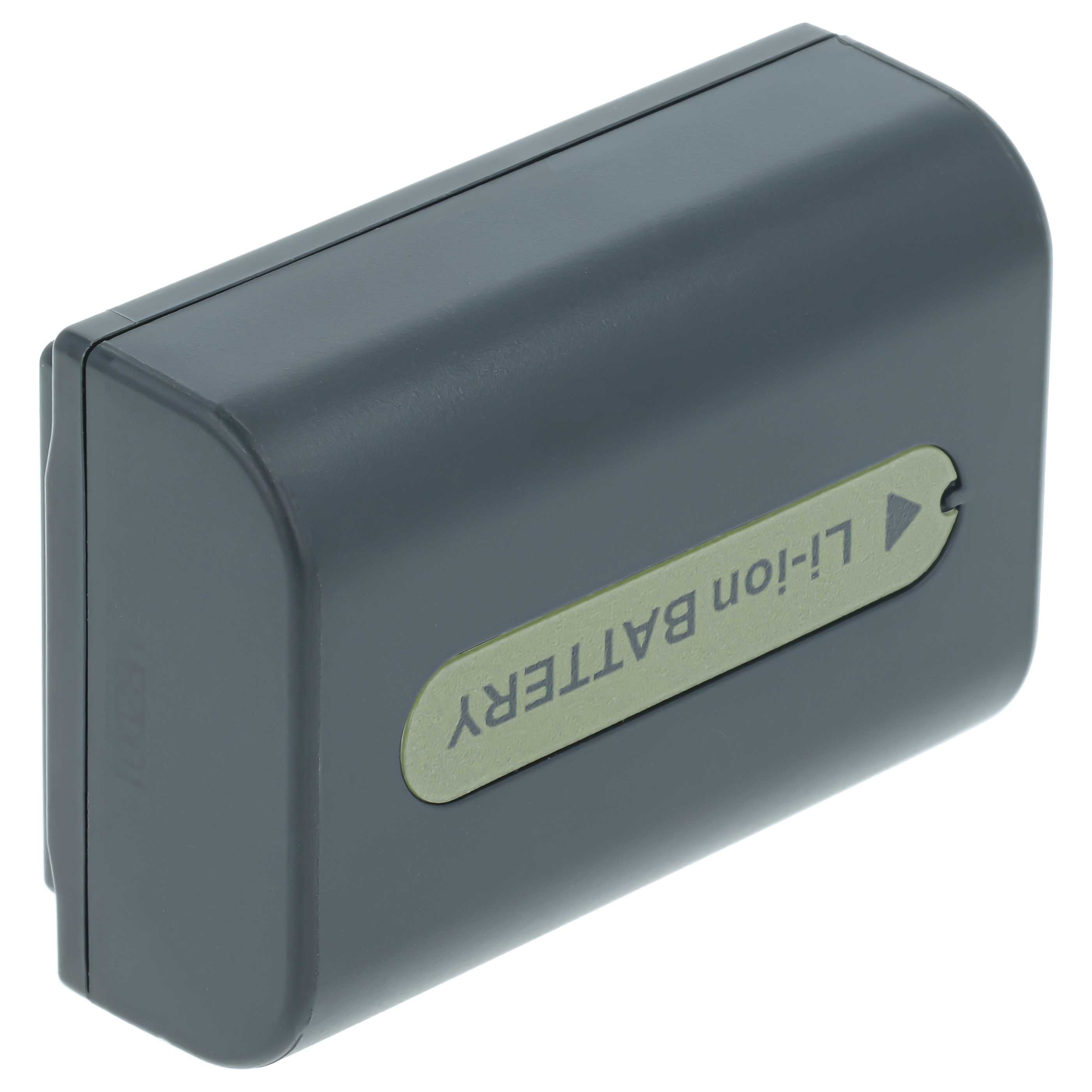 Eine graue Li-Ion-Batterie mit abgerundeten Ecken gegen einen weißen Hintergrund.