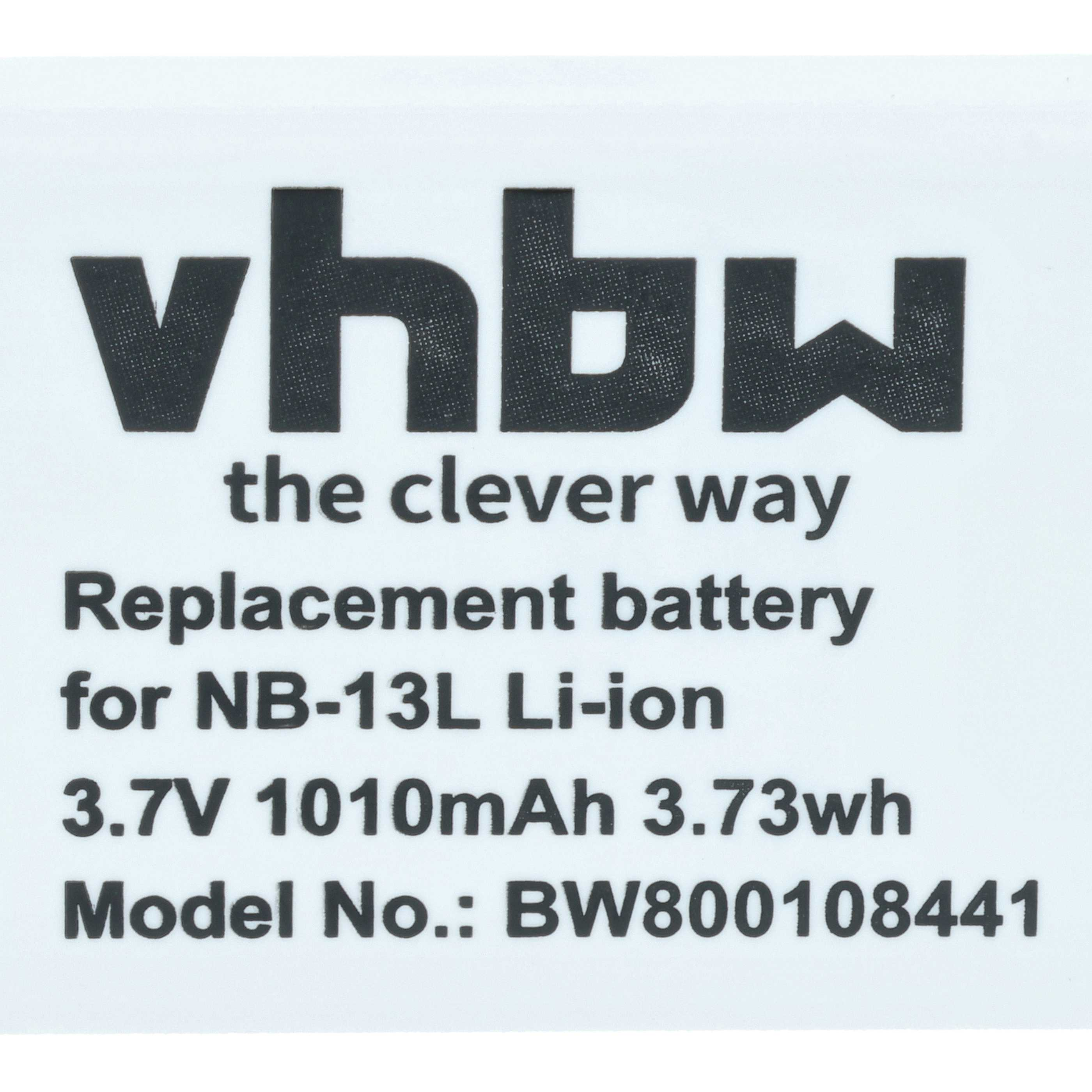 Etikett mit Vhbw-Logo und Text zu einem Ersatzakku, Modell BW800108441.